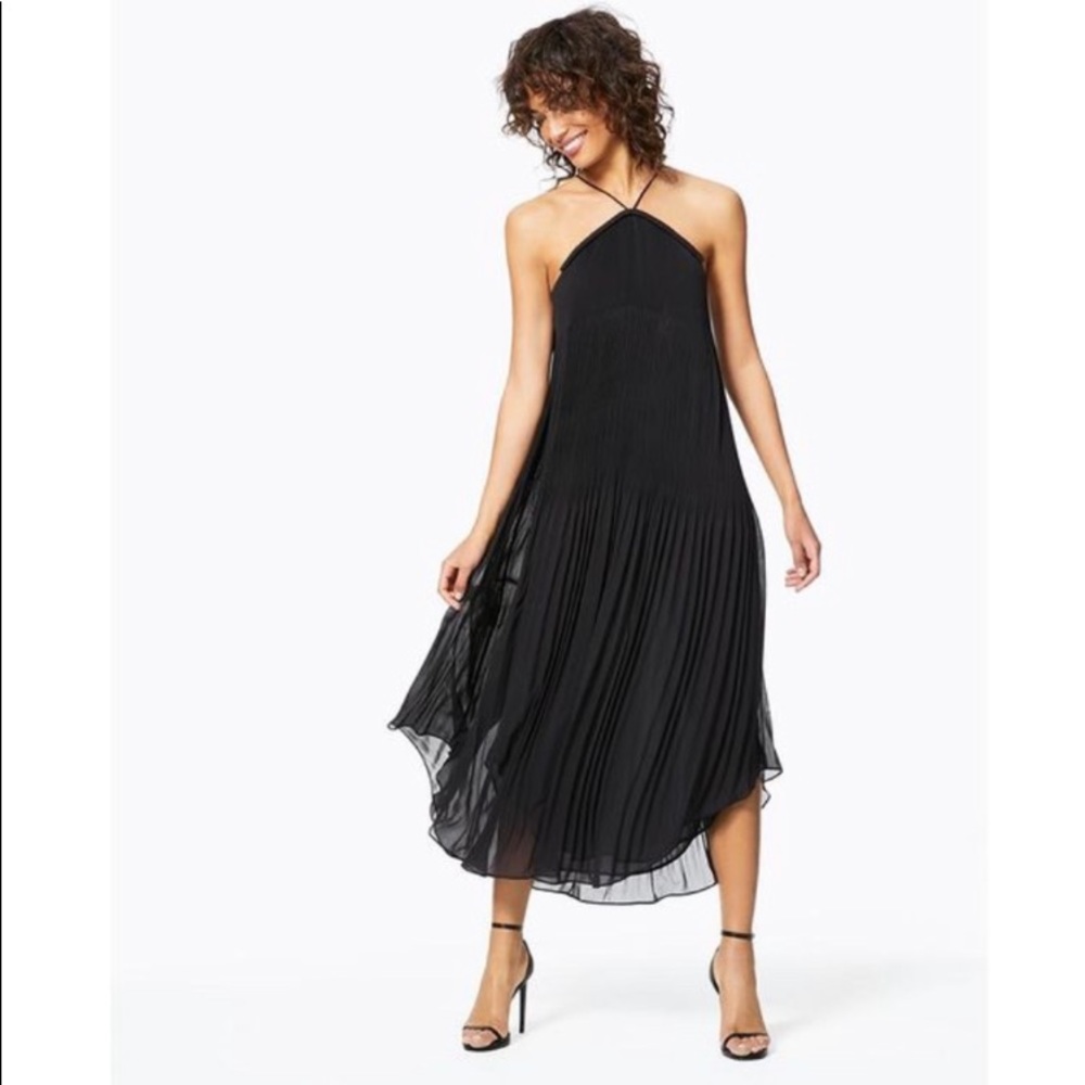 NWT Army Brook Catalina Pleated Georgette Halter Midi Dress